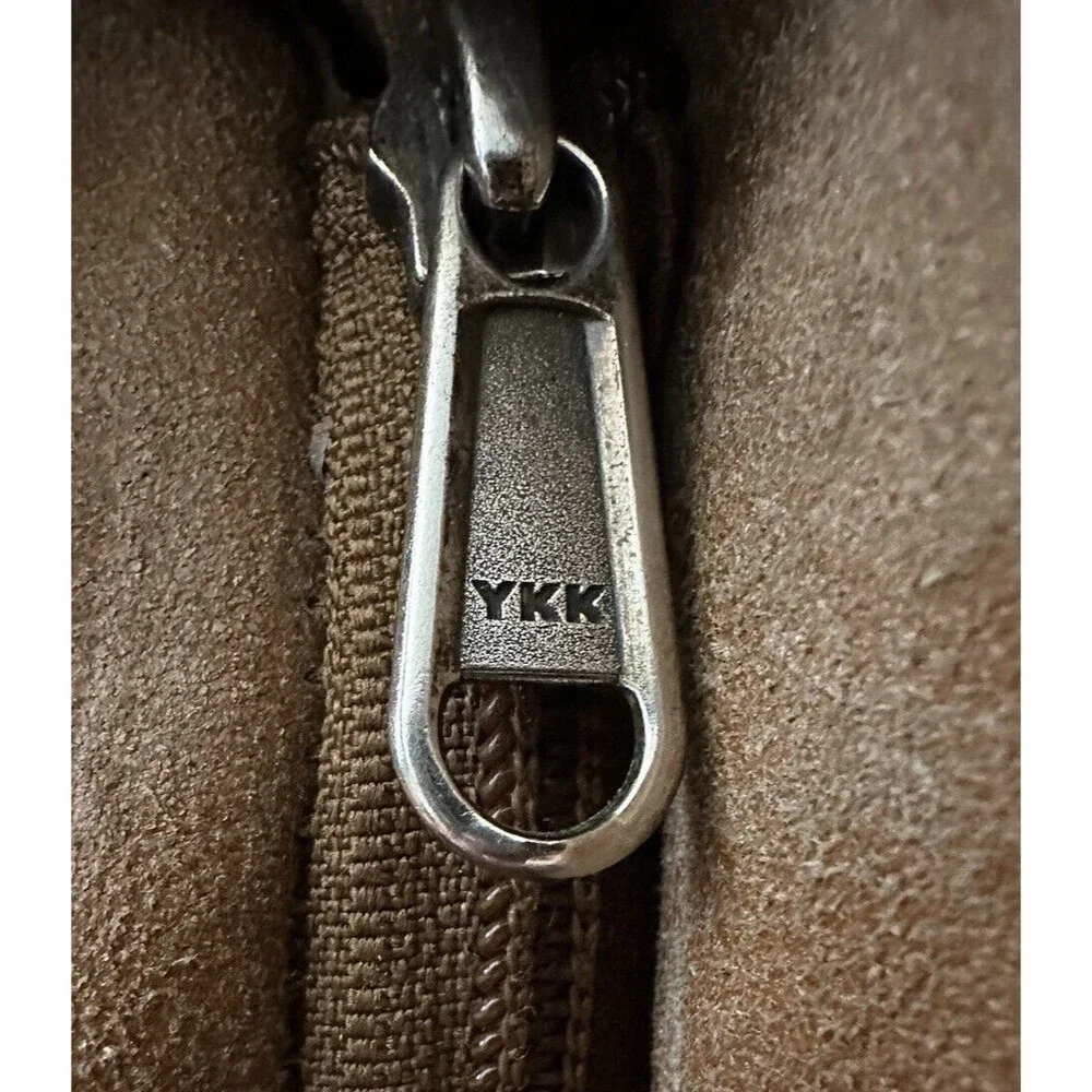 YKK Vintage Brown Leather Accordion Purse Satchel Crossbody Shoulder Bag Handbag
